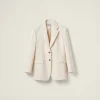 Natural Single-breasted Canvas Jacket | Miu Miu