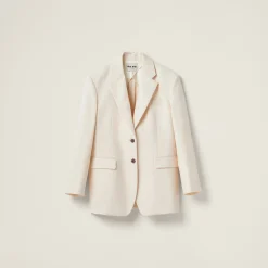 Natural Single-breasted Canvas Jacket | Miu Miu