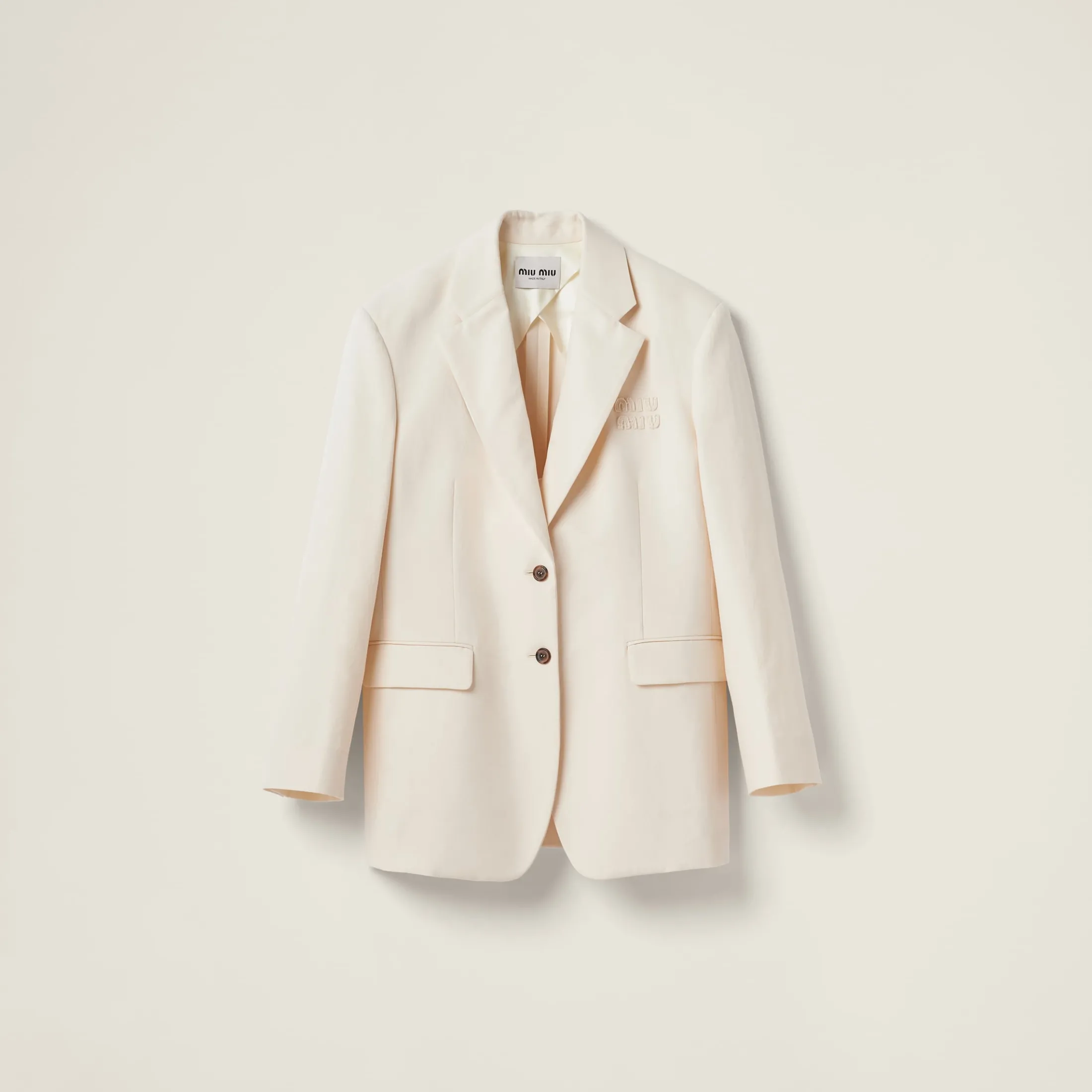 Natural Single-breasted Canvas Jacket | Miu Miu