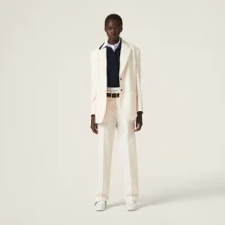 Natural Single-breasted Canvas Jacket | Miu Miu