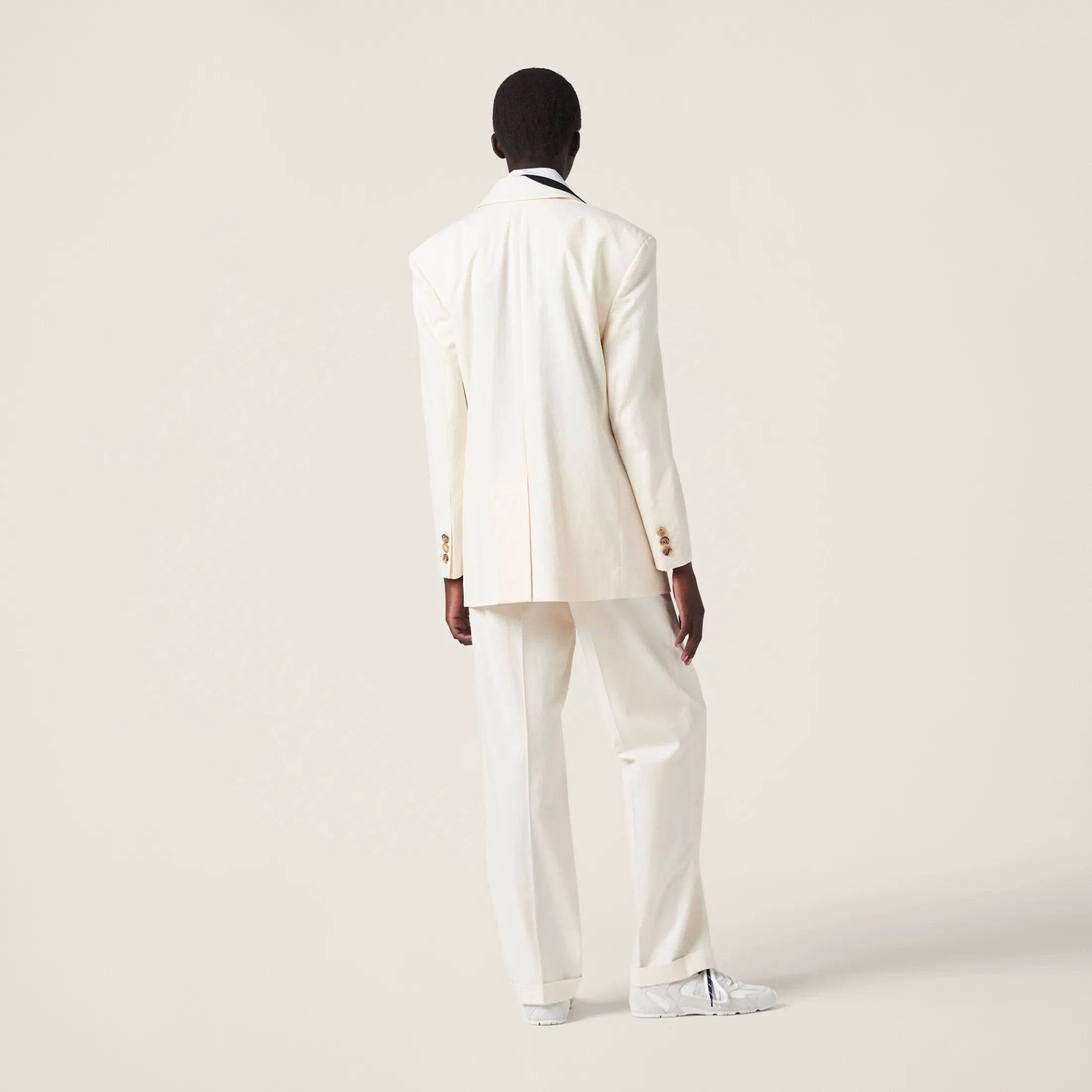 Natural Single-breasted Canvas Jacket | Miu Miu