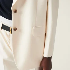 Natural Single-breasted Canvas Jacket | Miu Miu