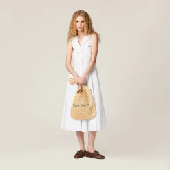 Natural Woven Fabric And Linen Mini-tote Bag | Miu Miu