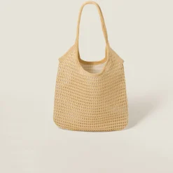Natural Woven Fabric And Linen Mini-tote Bag | Miu Miu