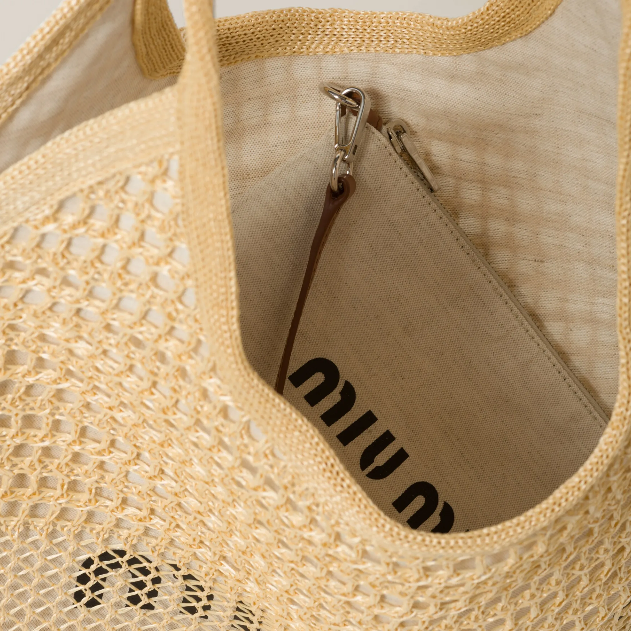 Natural Woven Fabric And Linen Mini-tote Bag | Miu Miu