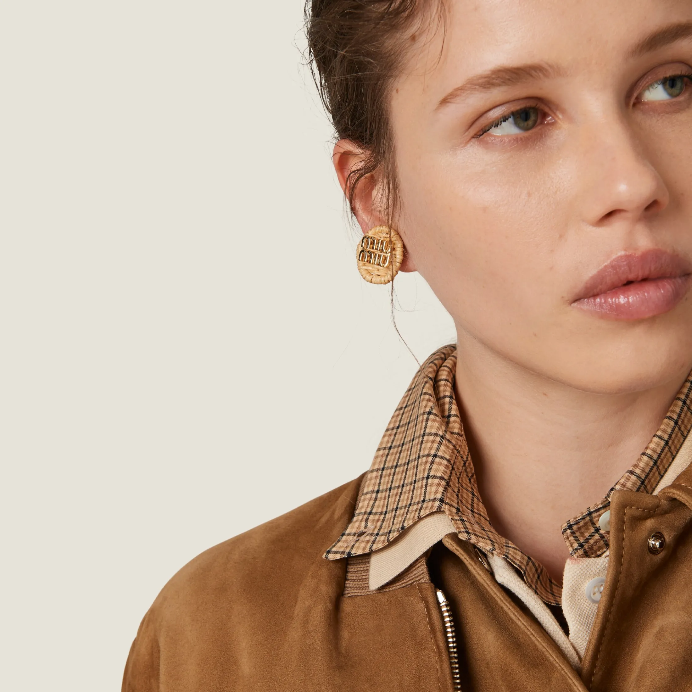 Natural Woven Fabric Earrings | Miu Miu