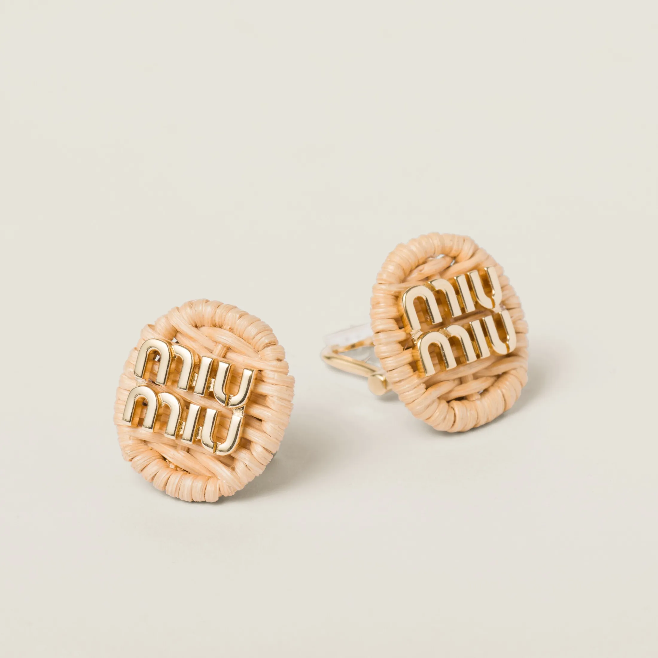 Natural Woven Fabric Earrings | Miu Miu