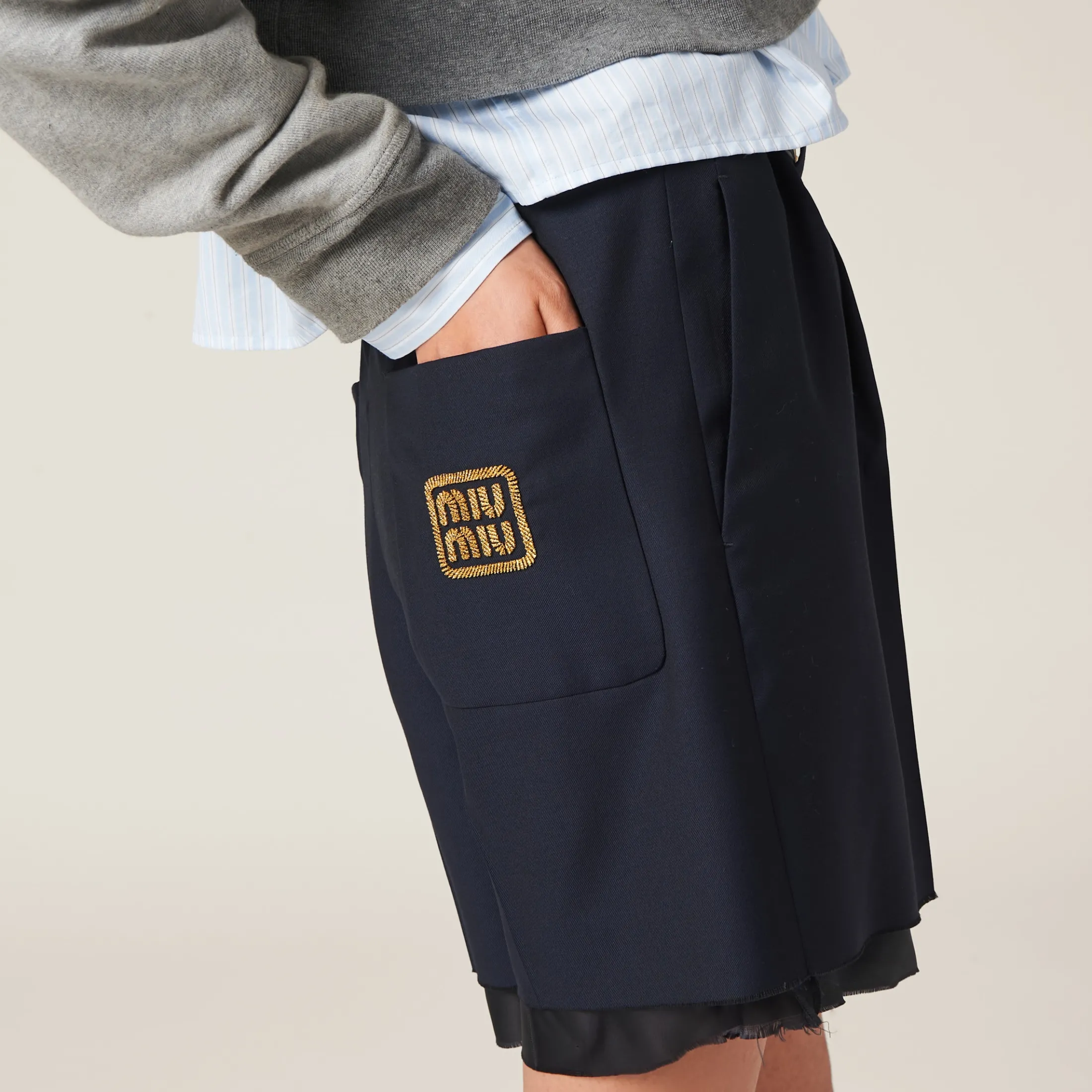 Navy Batavia Bermudas | Miu Miu
