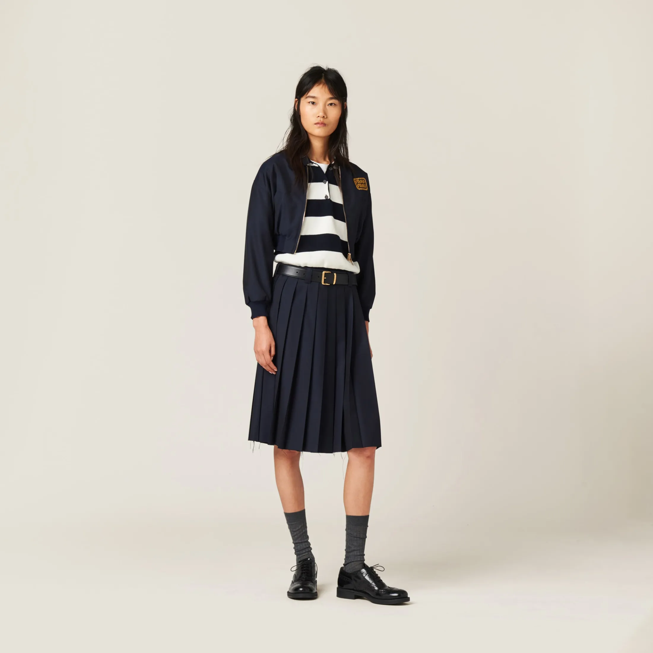 Navy Batavia Bomber Jacket | Miu Miu
