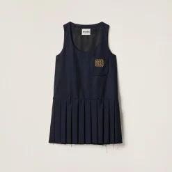 Navy Batavia Dress | Miu Miu