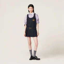 Navy Batavia Dress | Miu Miu