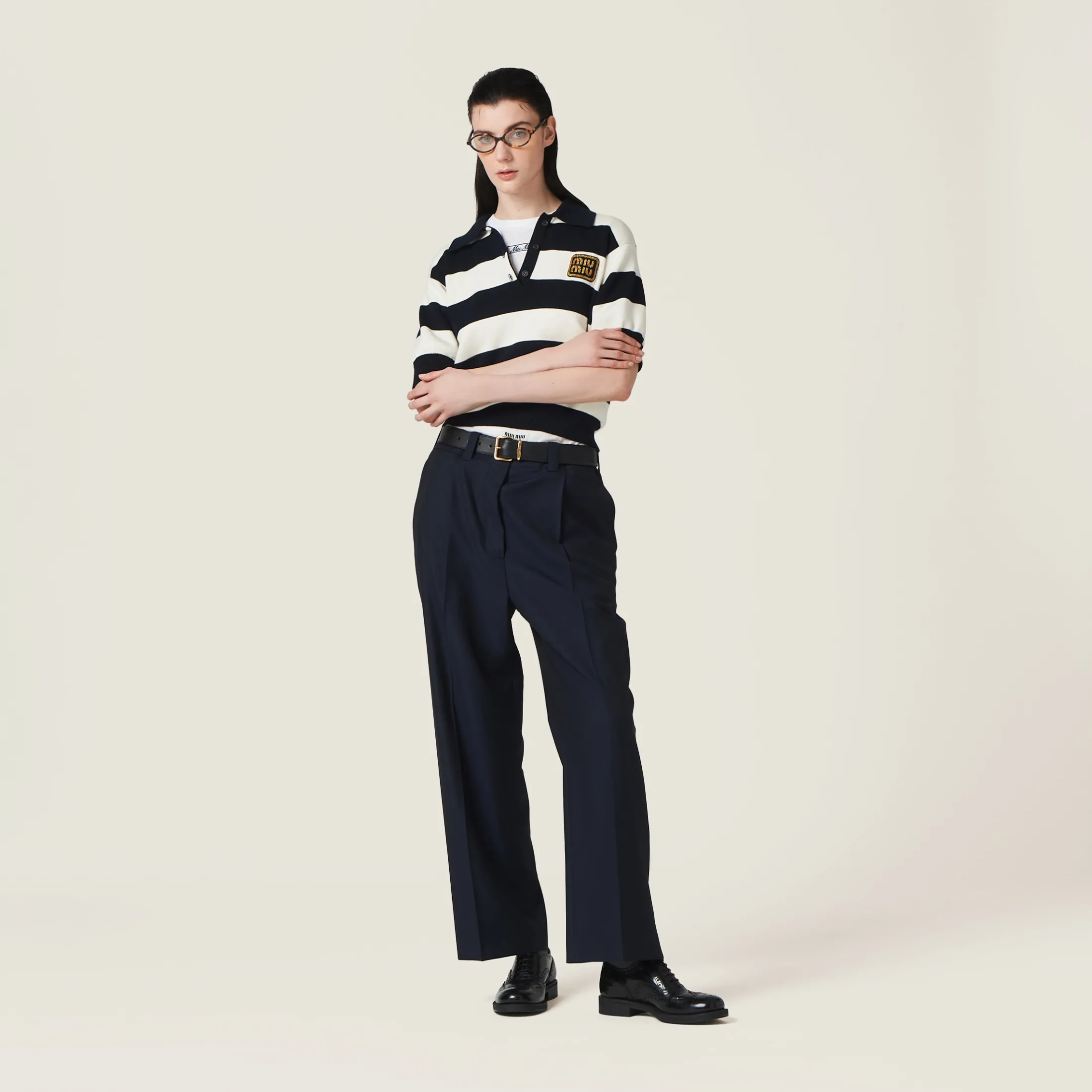 Navy Batavia Pants | Miu Miu