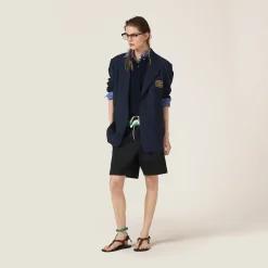 Navy Blue/yellow Gold Single-breasted Mohair Jacket | Miu Miu