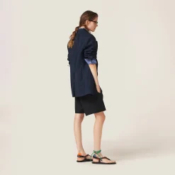 Navy Blue/yellow Gold Single-breasted Mohair Jacket | Miu Miu