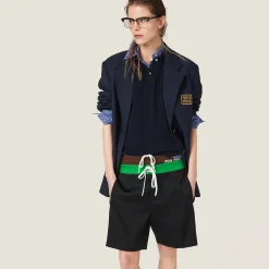 Navy Blue/yellow Gold Single-breasted Mohair Jacket | Miu Miu