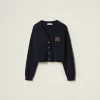 Navy Cashmere Knit Cardigan | Miu Miu