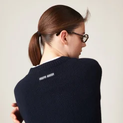 Navy Cashmere Sweater | Miu Miu