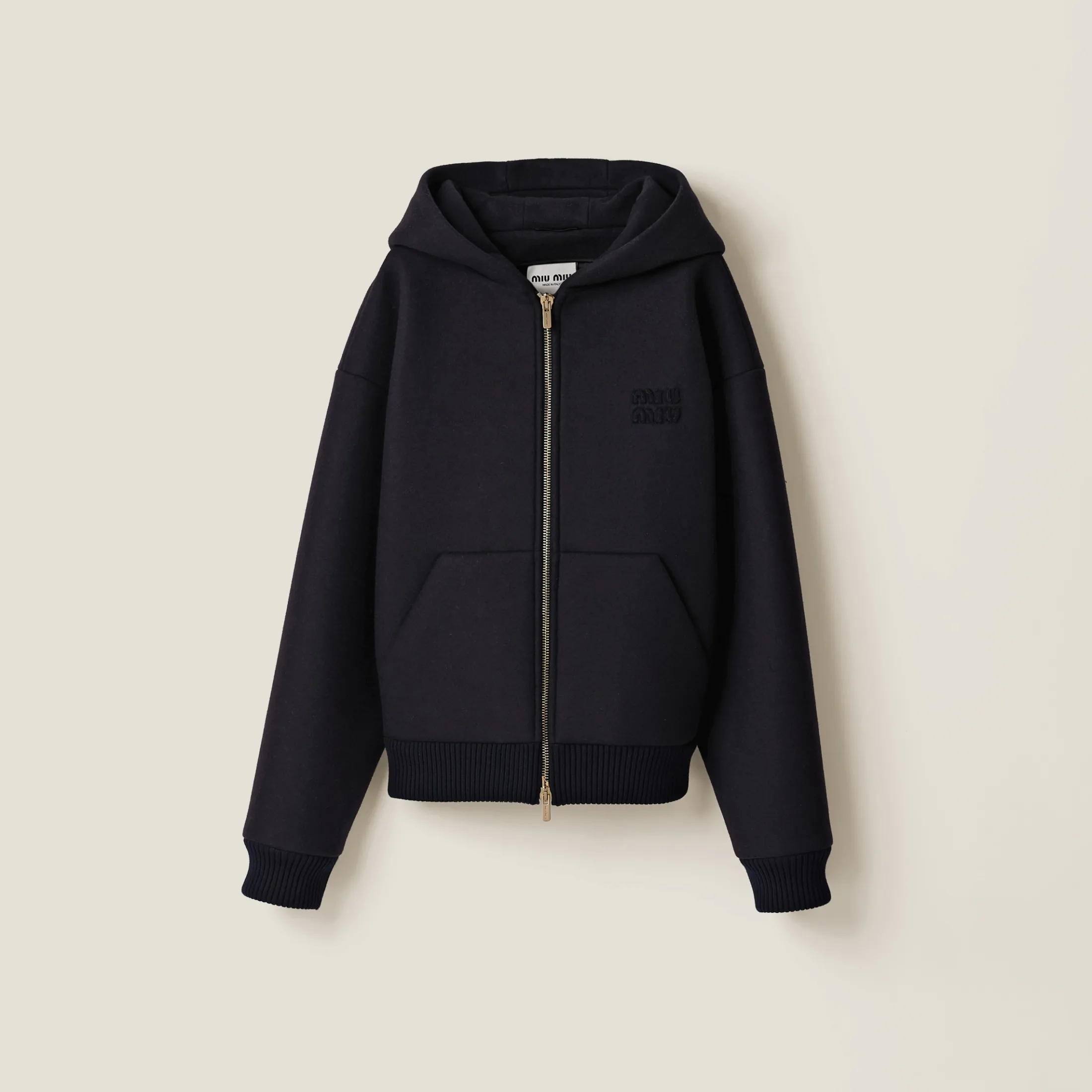 Navy Cloth Hoodie Jacket | Miu Miu