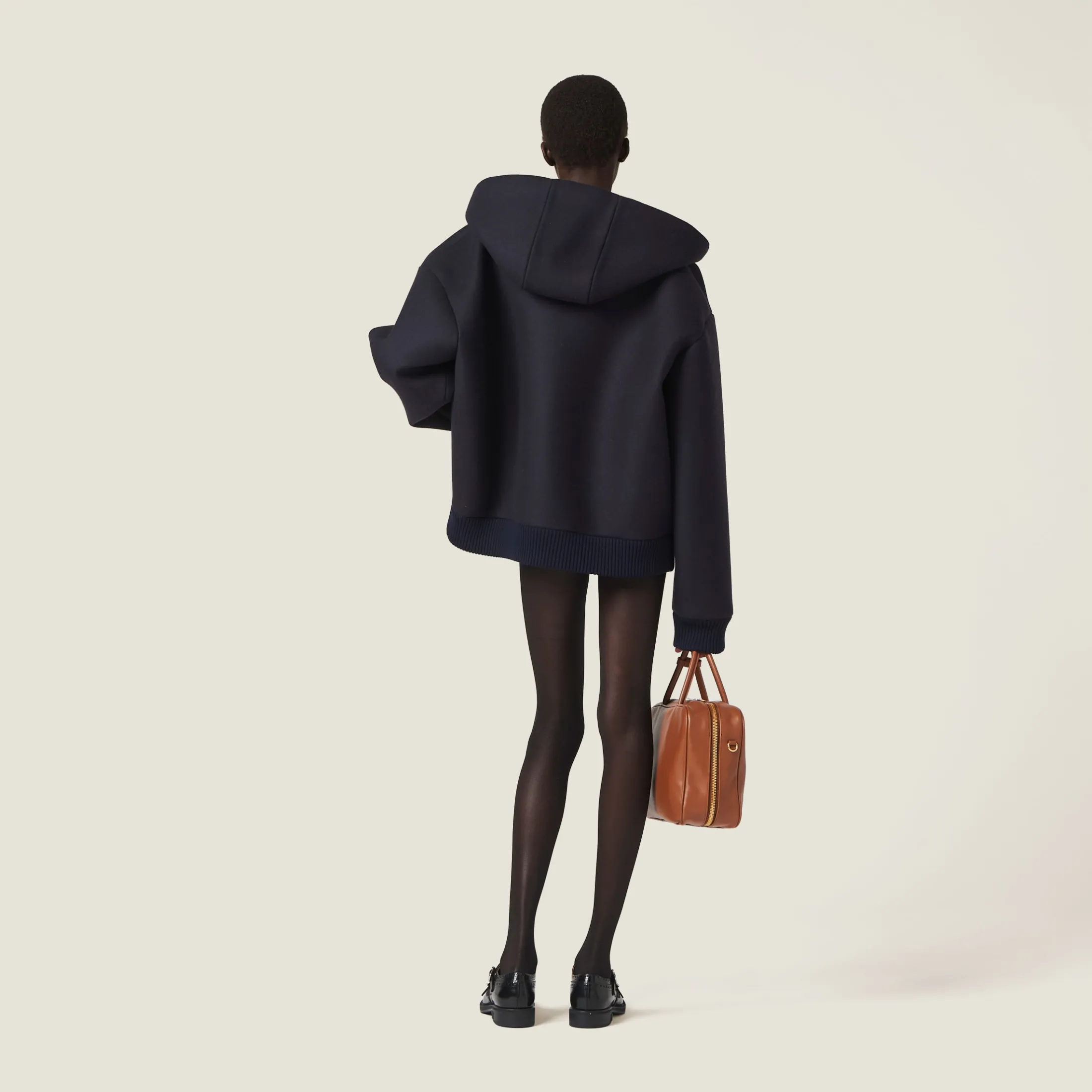 Navy Cloth Hoodie Jacket | Miu Miu