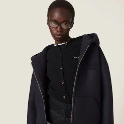 Navy Cloth Hoodie Jacket | Miu Miu
