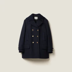 Navy Cloth Peacoat | Miu Miu