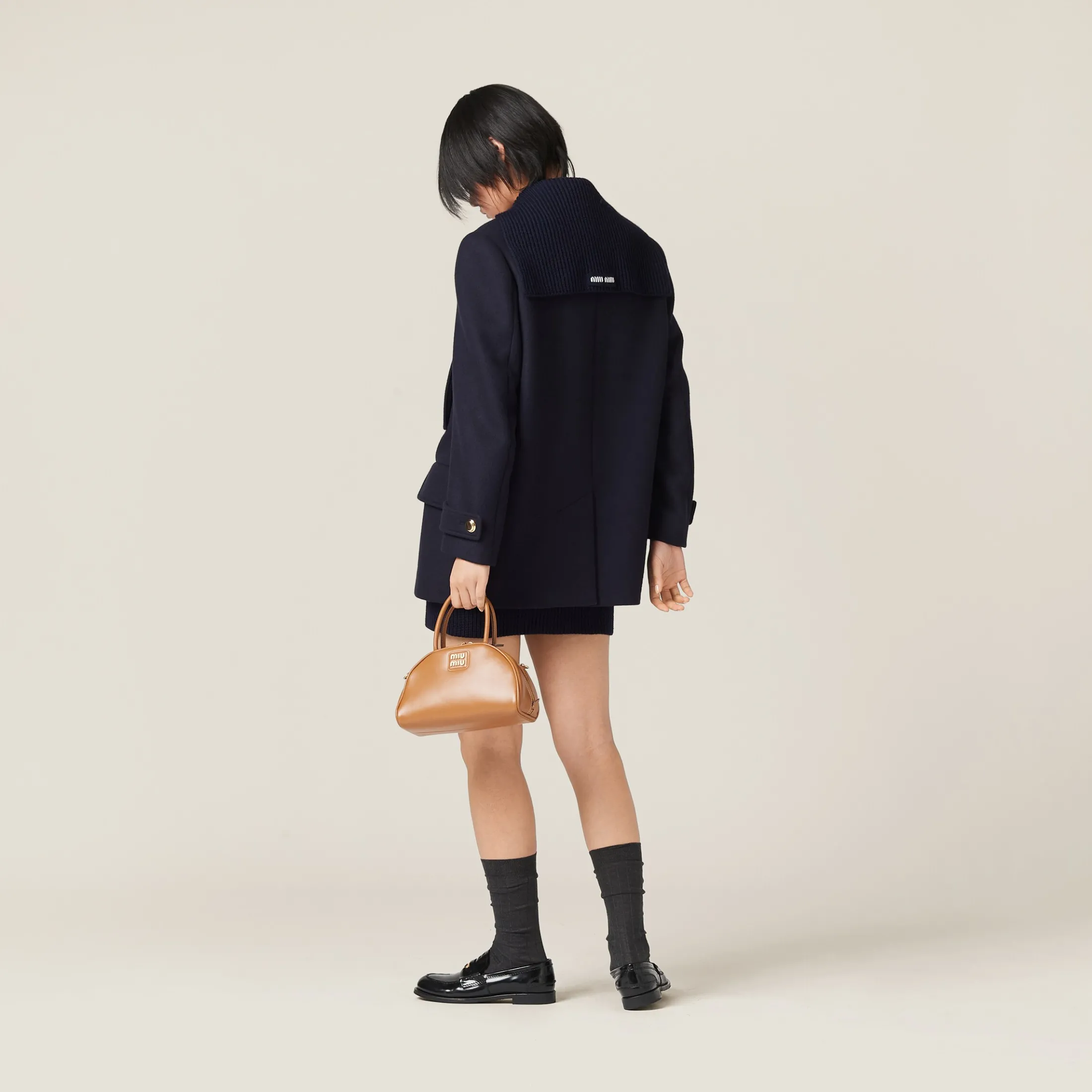 Navy Cloth Peacoat | Miu Miu