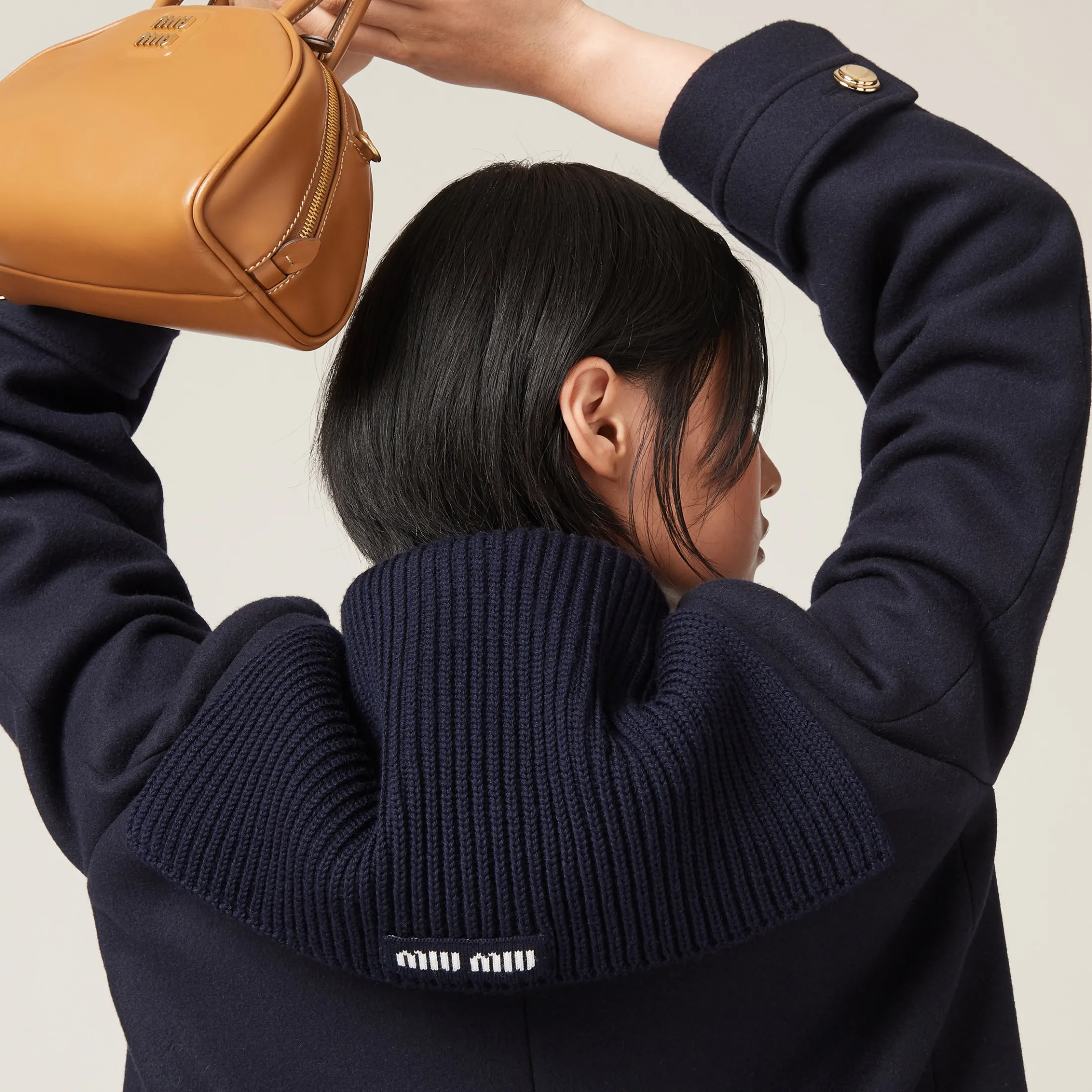 Navy Cloth Peacoat | Miu Miu