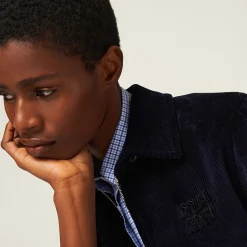 Navy Corduroy Blouson Jacket | Miu Miu