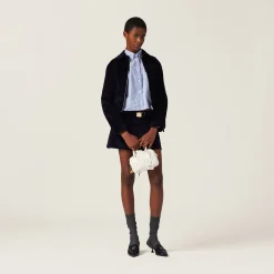 Navy Corduroy Miniskirt | Miu Miu