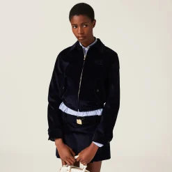 Navy Corduroy Miniskirt | Miu Miu