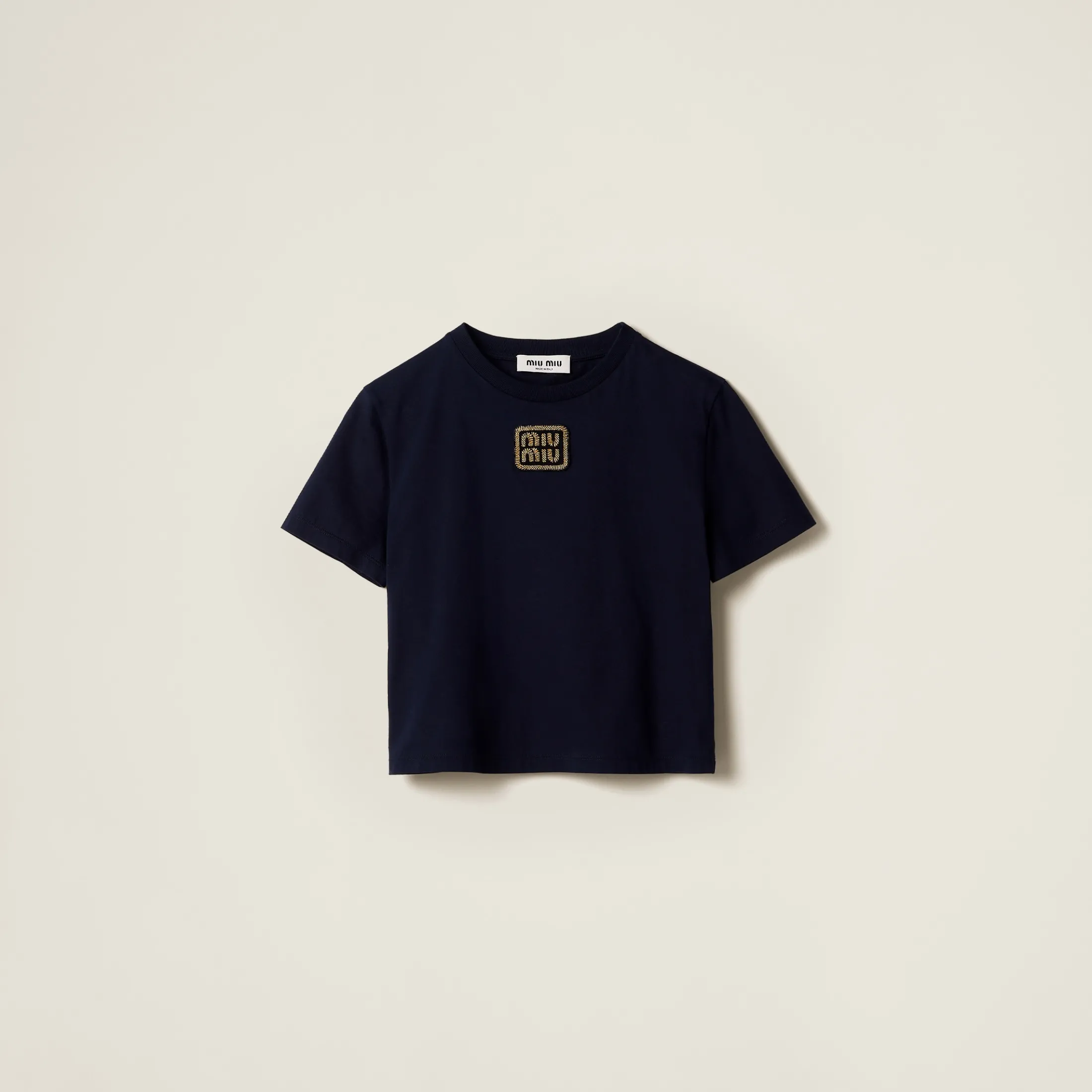 Navy Cotton Jersey T-shirt | Miu Miu