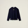 Navy Cotton Jersey T-shirt | Miu Miu