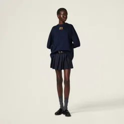 Navy Cotton Jersey T-shirt | Miu Miu