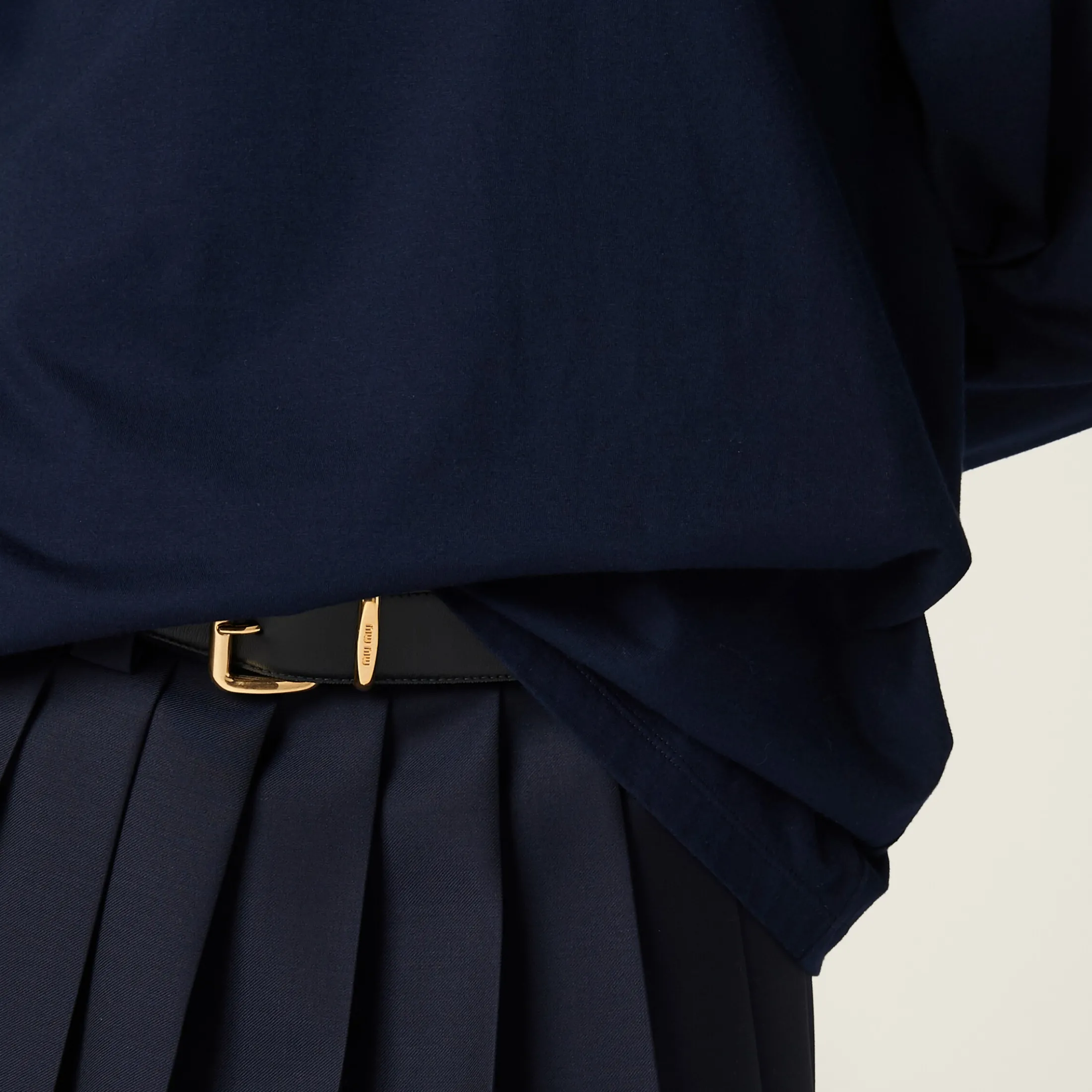 Navy Cotton Jersey T-shirt | Miu Miu
