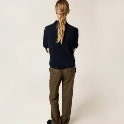 Navy Cotton Piqué Polo Shirt | Miu Miu