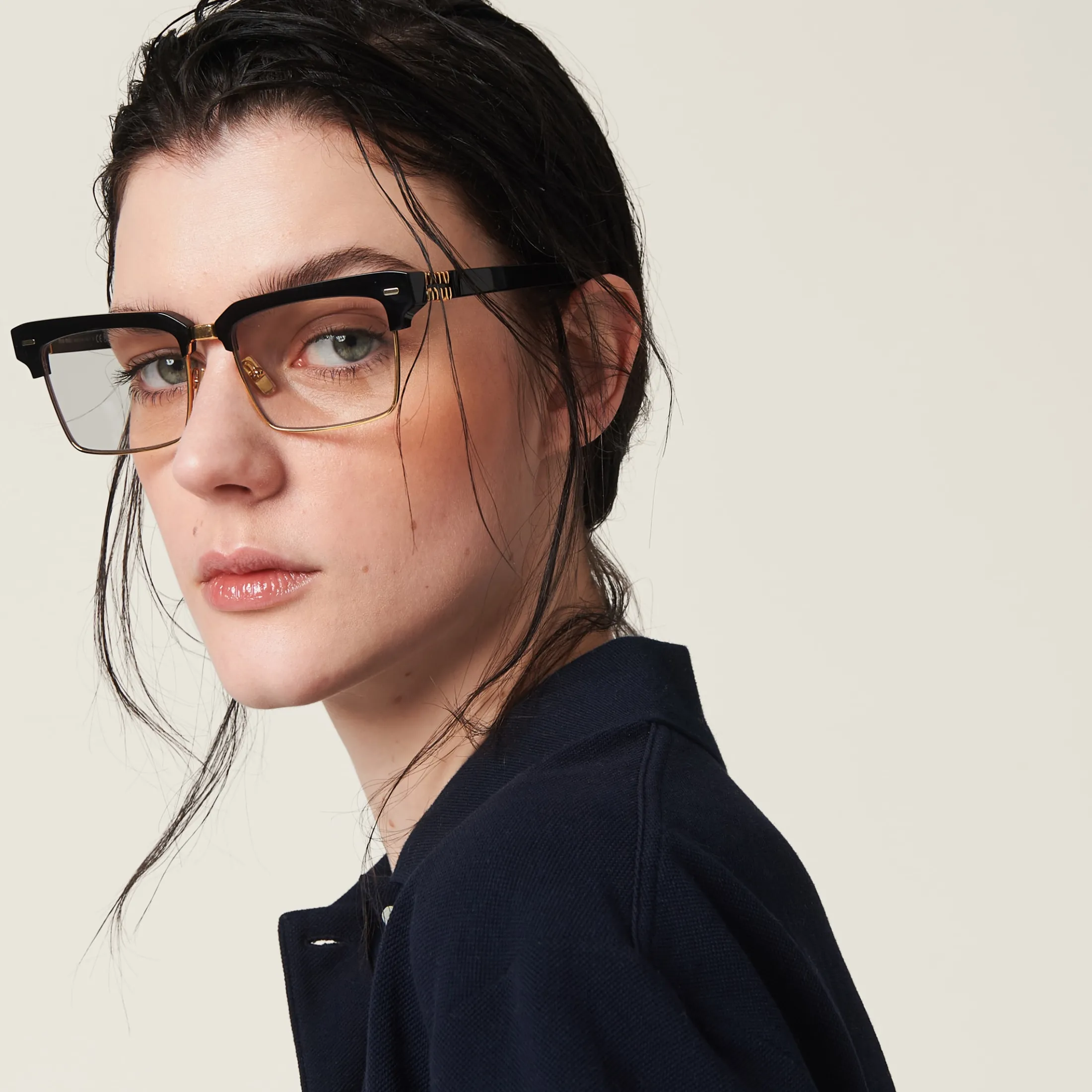 Navy Cotton Piqué Polo Shirt | Miu Miu