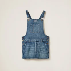 Navy Denim Bib Mini-dress | Miu Miu