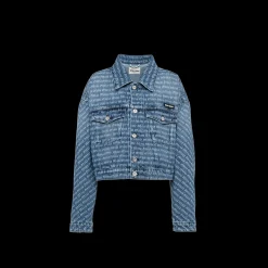 Navy Denim Blouson Jacket | Miu Miu