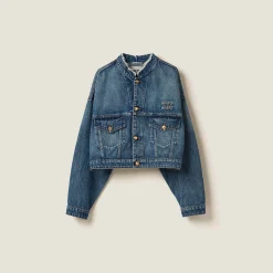 Navy Denim Blouson Jacket | Miu Miu