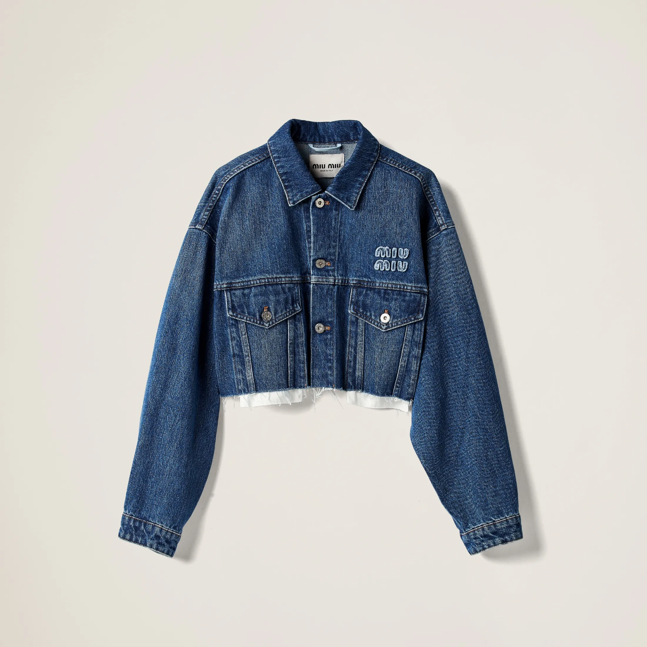 Navy Denim Blouson Jacket | Miu Miu