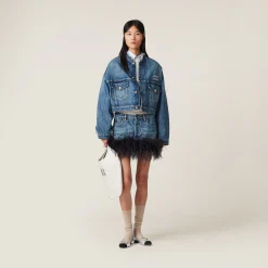 Navy Denim Blouson Jacket | Miu Miu