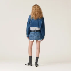 Navy Denim Blouson Jacket | Miu Miu