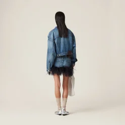 Navy Denim Blouson Jacket | Miu Miu