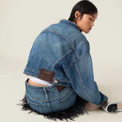 Navy Denim Blouson Jacket | Miu Miu