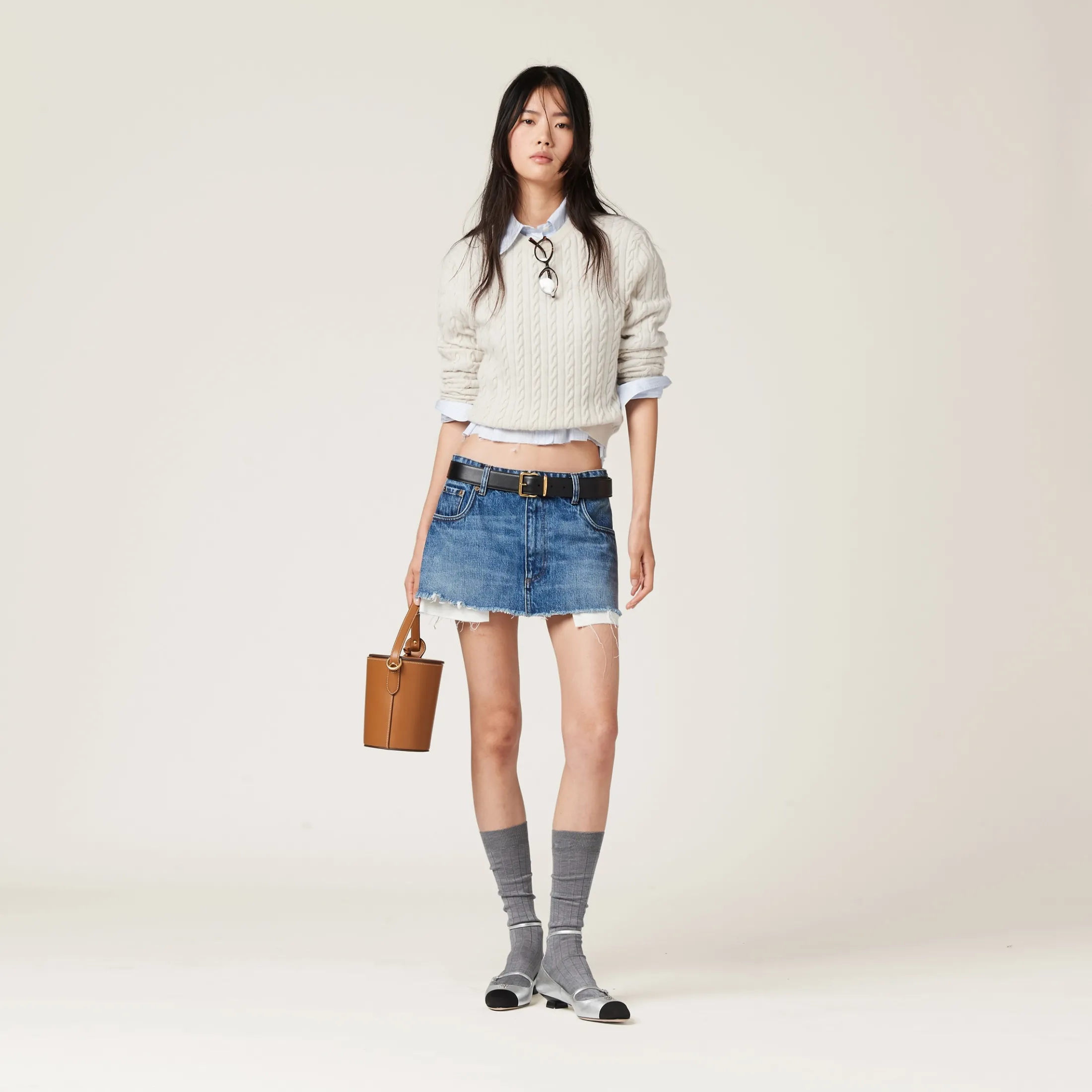 Navy Denim Miniskirt | Miu Miu