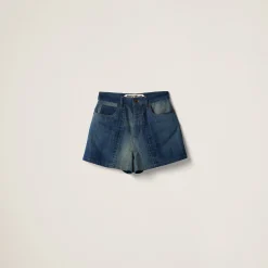 Navy Denim Shorts | Miu Miu