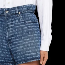 Navy Denim Shorts | Miu Miu