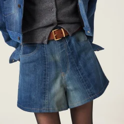 Navy Denim Shorts | Miu Miu