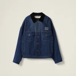 Navy Denim Trucker Jacket | Miu Miu