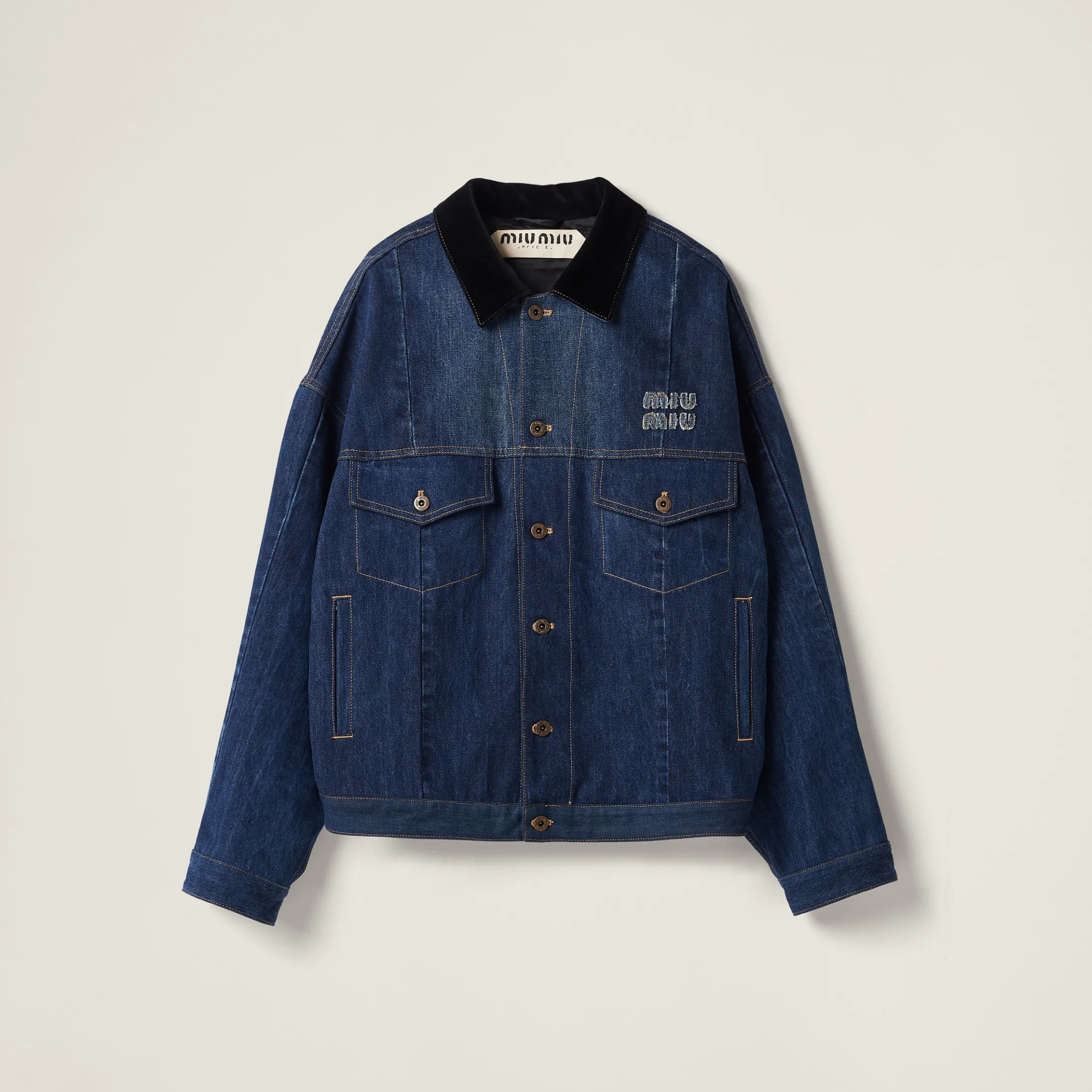 Navy Denim Trucker Jacket | Miu Miu